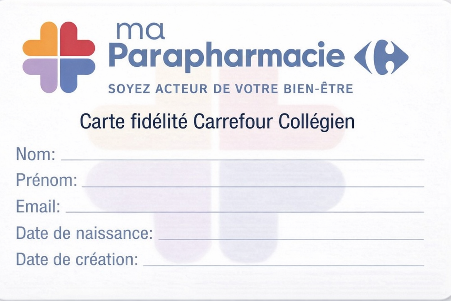 Parapharmacie loyalty card front design